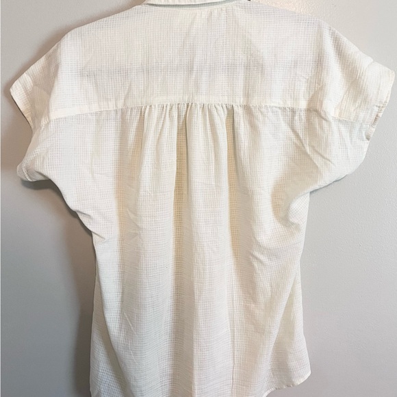 Taylor Tall Drop Shoulder Shirt Textured Grid Cotton Cream, Size 8 Tall - Picture 5 of 6